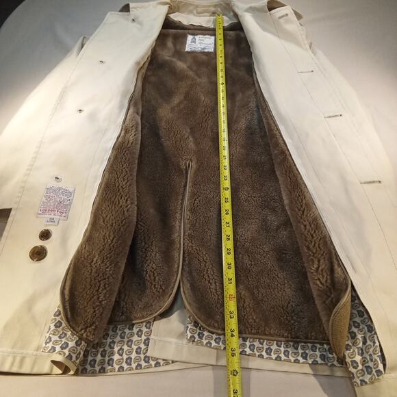London Fog 44L Vintage Maincoat Jacket Removable Lined Trench Coat Beige - Picture 3 of 7
